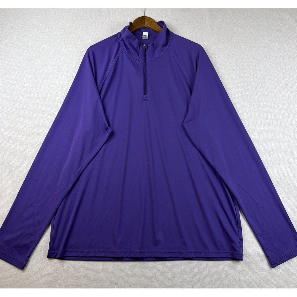 Alo Pullover Quarter Zip Mens Training Shirt 2XL Purple Activewear Mock Neck EUC - Picture 13 of 13
